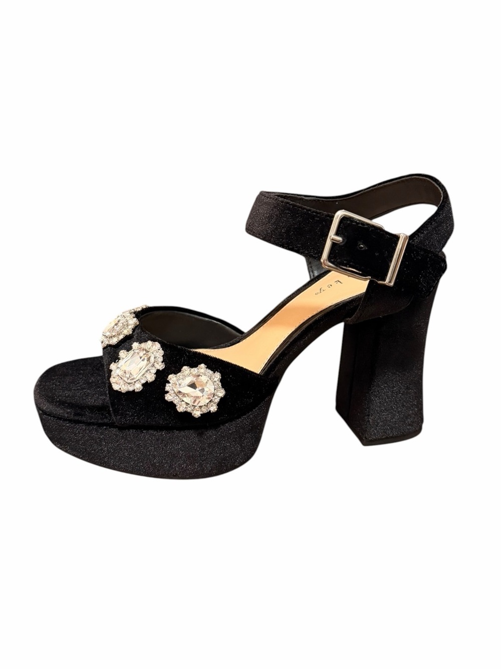 Copper Key Celleste Two Velvet Jewel Embellished Platform Dress Sandals - Size 7